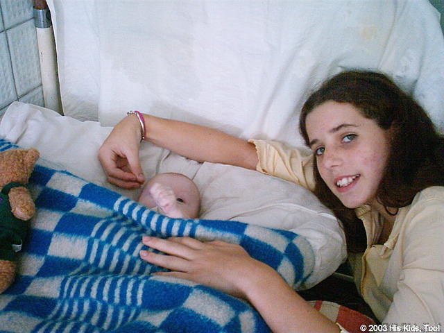 Haley enjoys visiting with the babies.