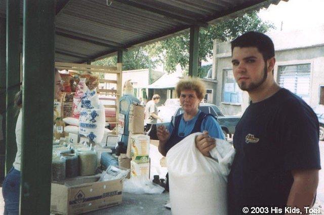 Dallas was a big help carrying these 50 Kilo bags.