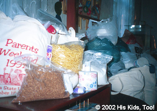 Food bags for local widows and families in need