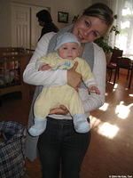 This baby is wearing a new sleeper, booties and matching hat!  Thank you for the donations!