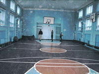 The gym.  We were glad that we brought donations of sports equipment.