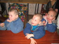 These boys 'inhaled' the cookies  and bananas we brought.