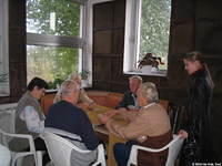 The sunroom is a popular place for games and conversation.  It was very cheerful and clean.