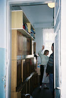 Their facility clothing closet is kept in a small room, but very neat and tidy.