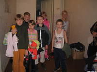 Some of the middle school girls with their clothes.  Thanks to Raa Middle School, and South Trail COC for the donations.