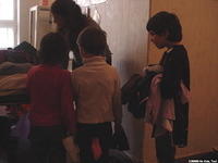 Finding clothes to fit each child.