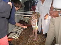 Here, she is walking.
