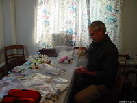 Walter and Teresa were kept busy making personal care bags for orphans.
