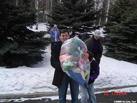 One of the many bags of aide to be left.  Thanks to the Littlemores for the wonderful hats!