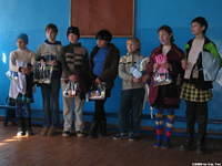 Middle school girls received clothing and personal care bags.