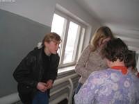 We had some jewelry and items for the young ladies, and here, Dasha and Peggy pass items out.