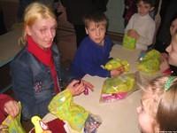 Kids are given gift bags to keep all their goodies.