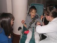 Peggy works with this little girl who has CP.