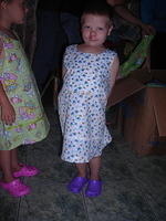 These girls are precious in their new dresses and CROCS!!