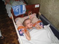This 11 yr. old girl repeatedly asked  for a cookie.  She is bedridden.