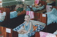 This 11 yr. old boy sits in his own 'waste', diapers were provided on our next visit.