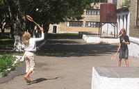 The high school girls LOVED badmiton!