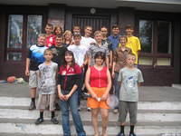 Our high school class.  In the for ground you can see a bag of sport equipment each class received, and then was left at the Int