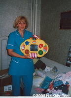 The head nurse was thrilled for the gift of 5 'busy boxes'.