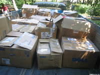 Our first task was to deliver the boxes of aide to the internot.