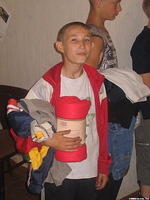 Pasha is delighted with his new items.