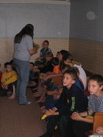 Later, all the children received bananas and cookies.