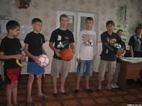 The older boys were happy to have some sports equipment.