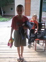 This boy loved his new colorful shoes, and all the clothes.