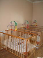 The crib mobiles are being used in the baby room.