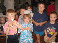 The children and their toys.