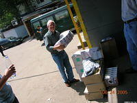 Gathering all the food for the program clients.