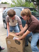 Volunteers from the Campbell Church of Christ, pack medicine for Ukraine.