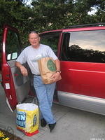 Last day of school, Dick W. brings a van load of goodies from the students of Raa Middle School.  Special thanks for their conti
