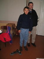 Dave D.(Woodbury CoC) was working with finding shoes to fit the children.