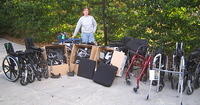 Special thanks to Option Care of Tallahassee, FL  for their generous donation of wheelchairs, walkers and wheelchair parts.  Man