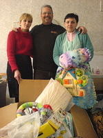 Hospital staff with some of the aid they received.