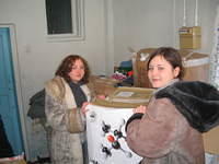 The help of sisters, Masha and Dasha was essential to moving, sorting and distribution of aid.  Thank you 'ladies'!!
