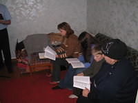 After the Sunday afternoon service, Natasha, Victor's wife, teaches the ladies.