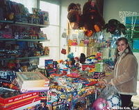 Orphanage gifts.  There are 'regular' large toy stores, and then there are small stores inside larger multi purpose buildings.