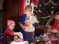 Even the little ones like their new clothes.
