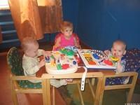 The kids enjoy the tables thanks to Dana and Mark E.
