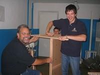 Rich and Vanya work on the cribs.