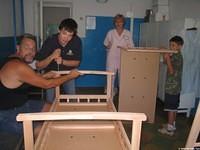 Rich and Vanya work on the rocking cribs, these were really 'cool'!