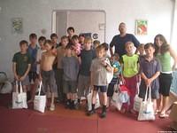 The children's bags were overflowing with clothes and more.