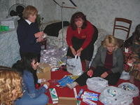Then it was down to the service project of filling personal care bags...