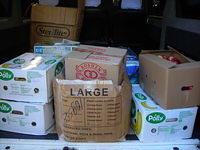 Some of the boxes of food and aid we left for the residents.