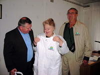 A quick stop at the Aids Hospital affords giving some gifts to the director and assistant.