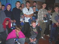 Boys received armfuls of clothing.