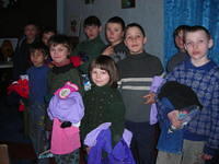 The kids received several outfits each.