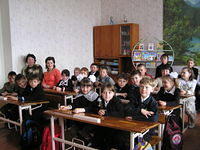 Children anxiously await for the lesson.